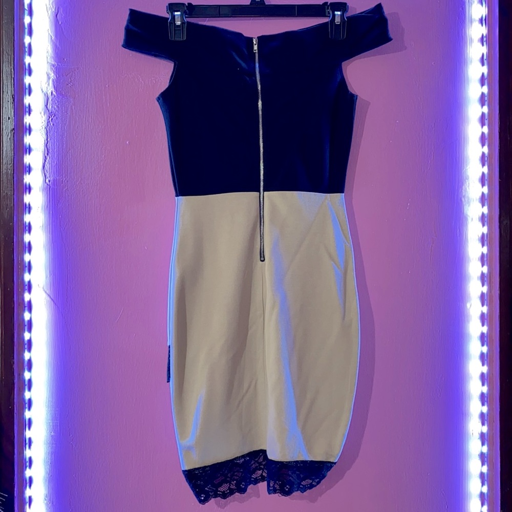 Fall For Your Type Dress - Beige/Black